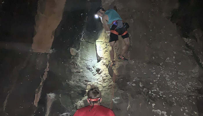 Climbing in the middle of the night, while moral was still high, during the 24 Hours of Horseshoe Hell event.