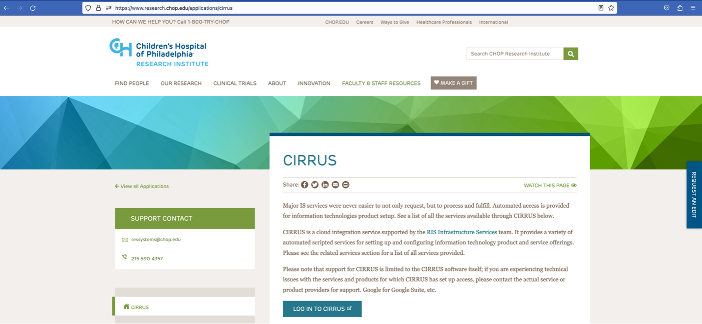 Log in to CIRRUS
