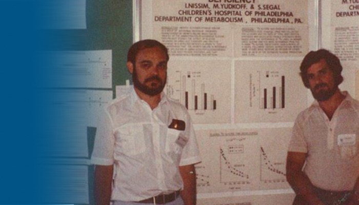 Dr. Nissim with his mentor, Dr. Marc Yudkoff (far right) at a 1980 scientific meeting in Jerusalem.